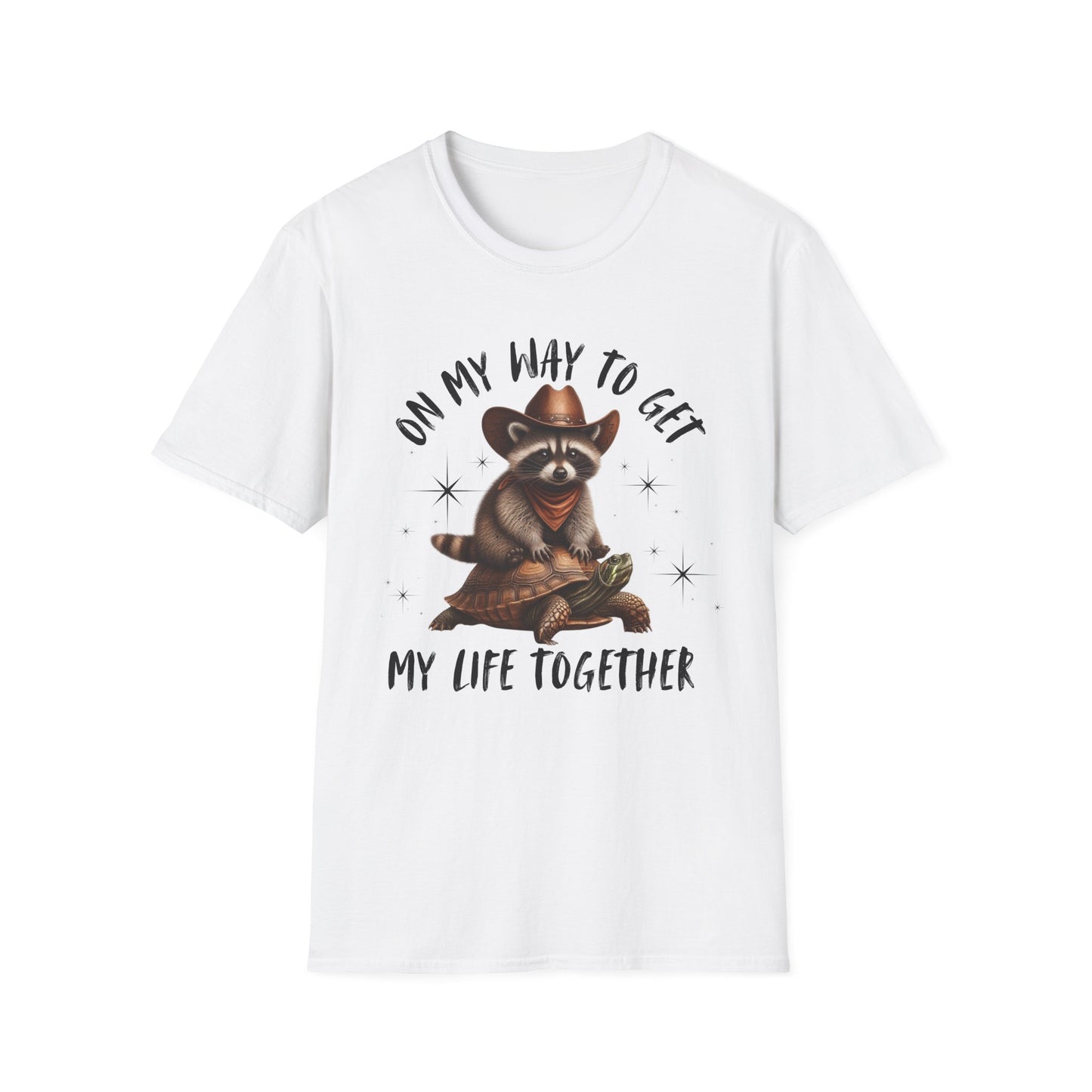 Funny Raccoon T-Shirt - 'On My Way to Get My Life Together' - Unisex Softstyle Tee