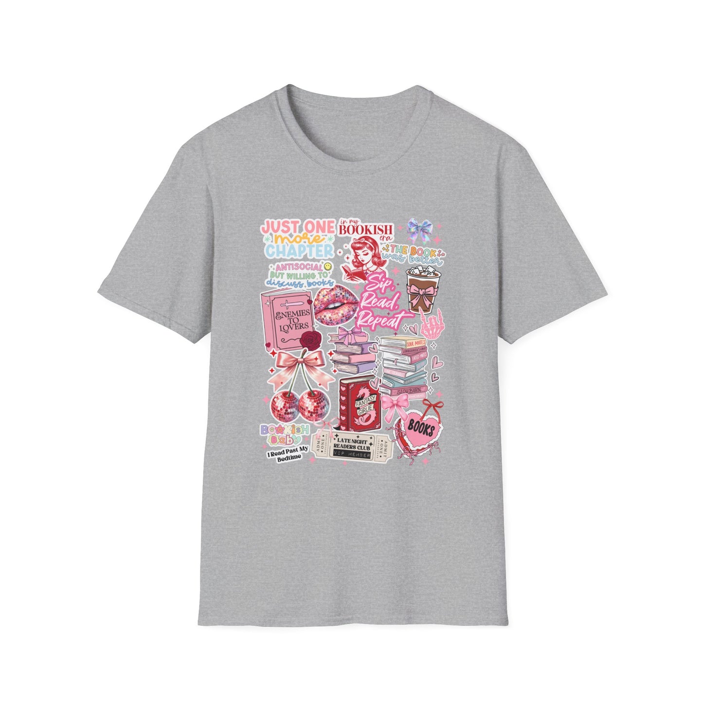 Bookish Collage T-Shirt - Vintage Graphic Motivational Unisex Softstyle Tee