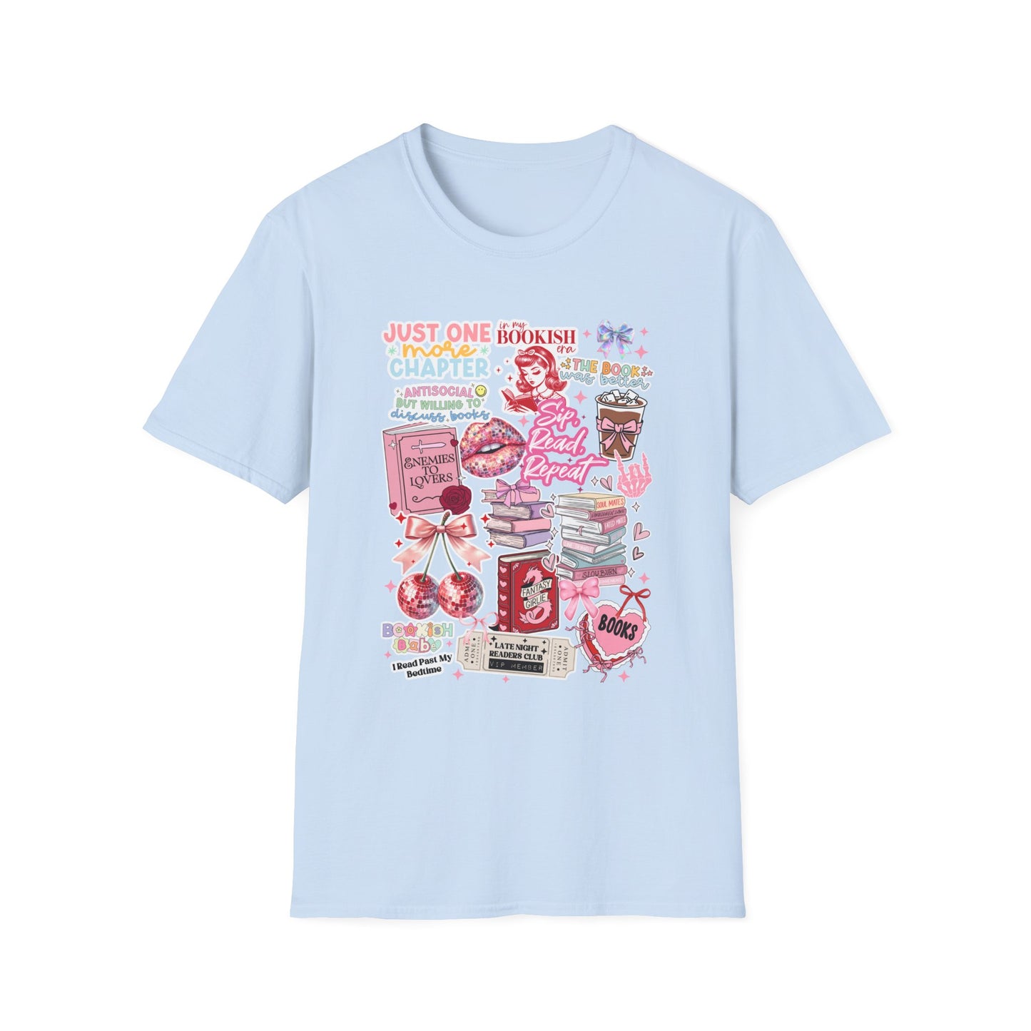 Bookish Collage T-Shirt - Vintage Graphic Motivational Unisex Softstyle Tee