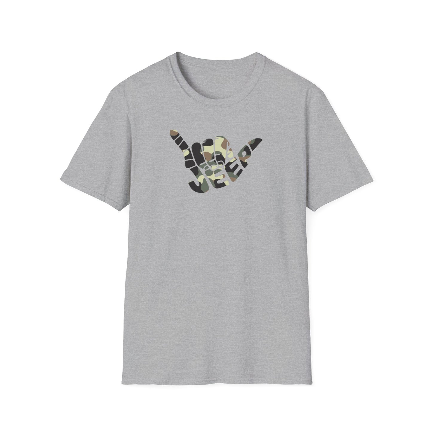 Camo Jeep Shaka Unisex Softstyle T-Shirt - Perfect for Adventure Lovers