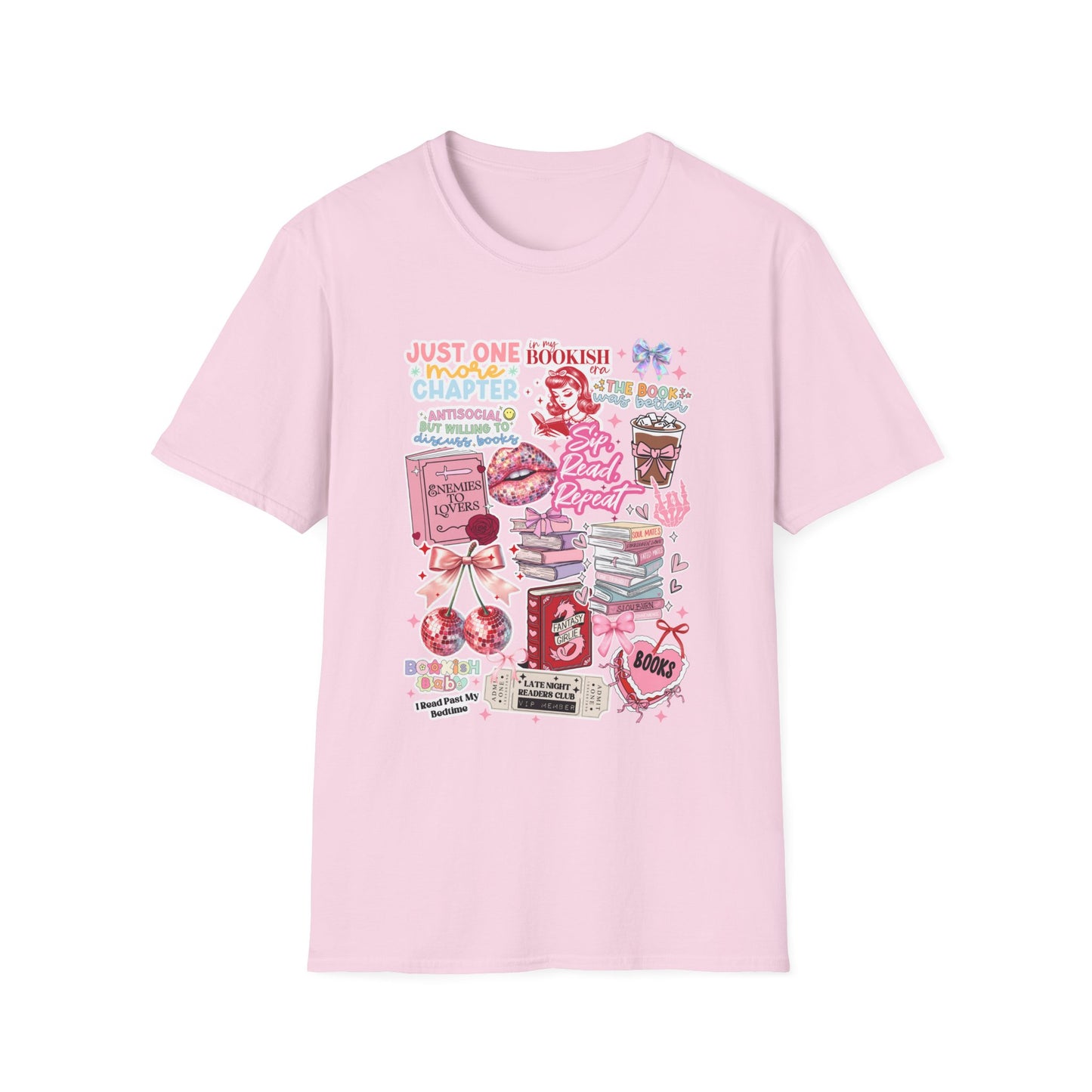 Bookish Collage T-Shirt - Vintage Graphic Motivational Unisex Softstyle Tee