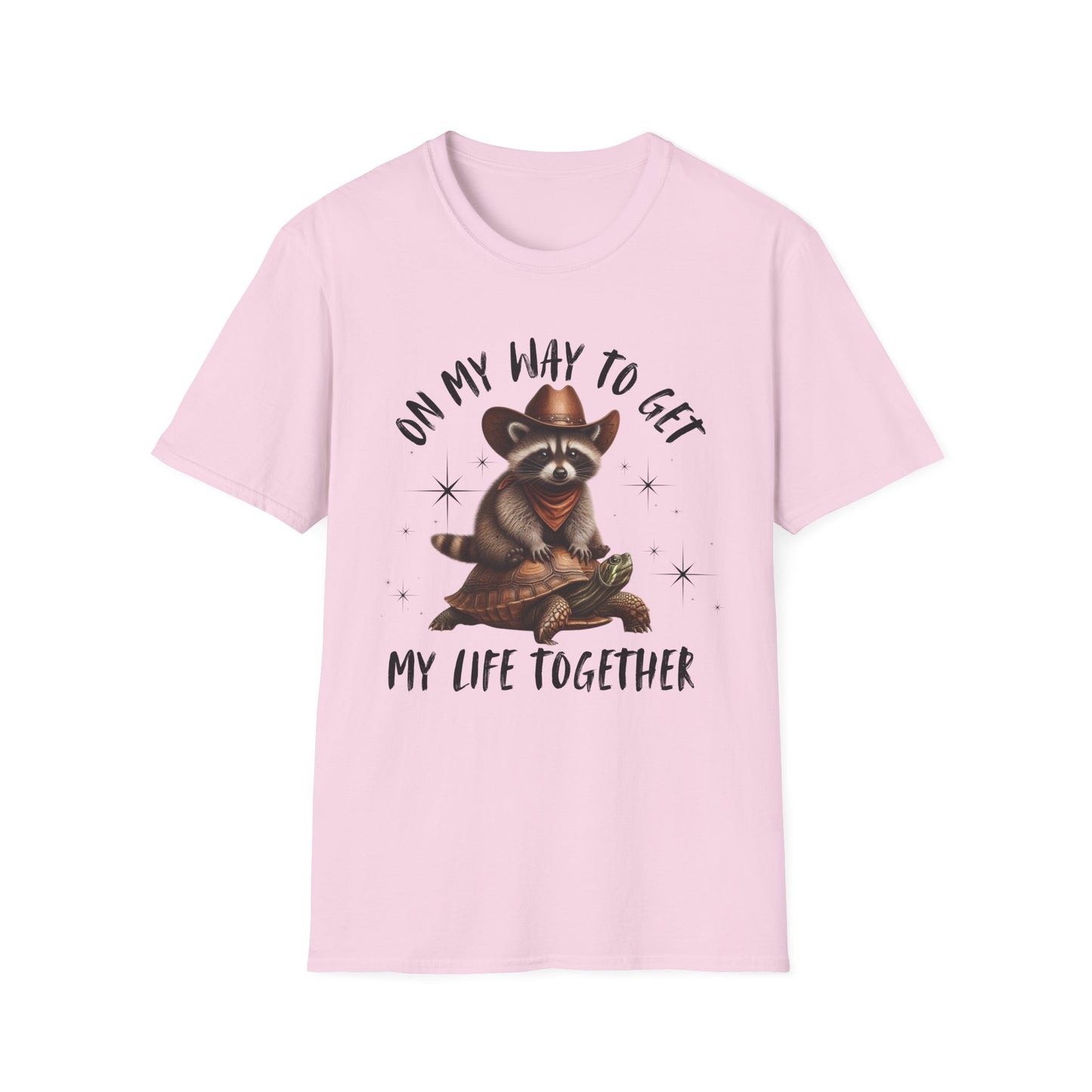 Funny Raccoon T-Shirt - 'On My Way to Get My Life Together' - Unisex Softstyle Tee