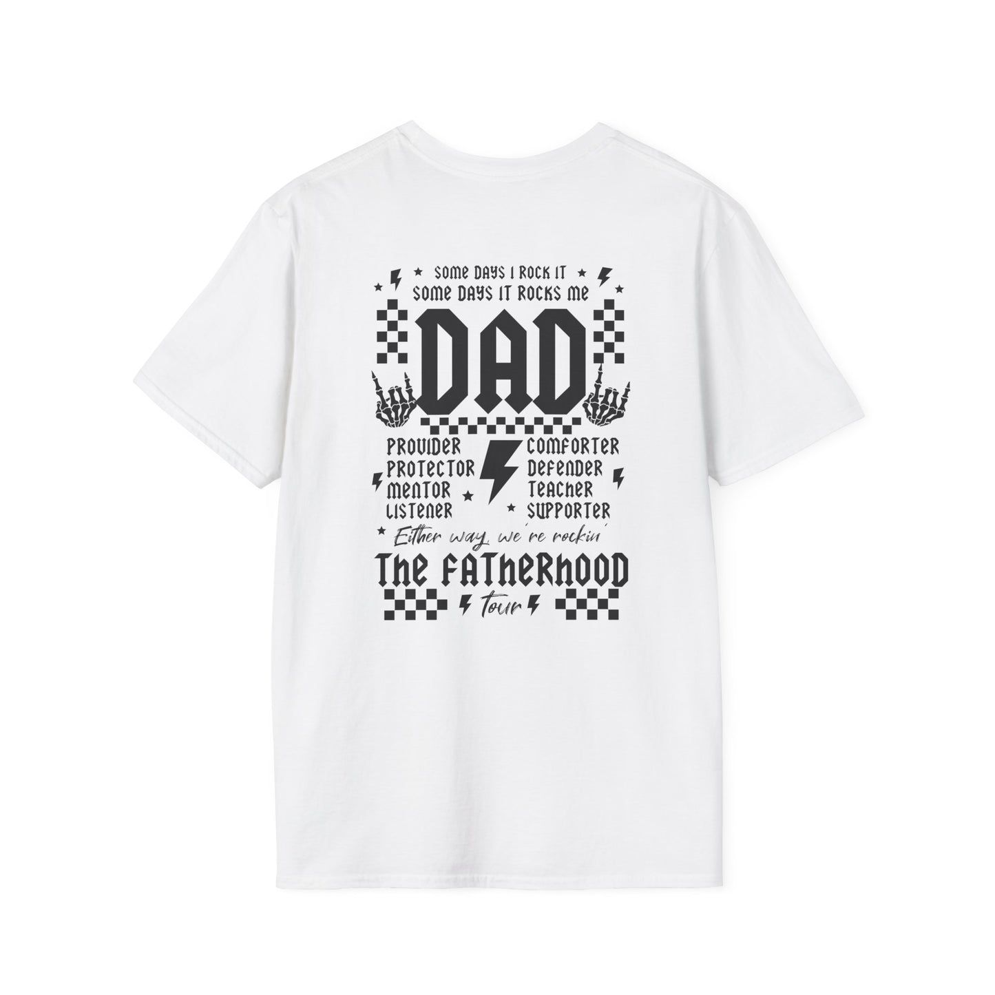Rockin' Dad Tour Unisex Softstyle T-Shirt, Father's Day Gift, Gift for Dads, Men's Graphic Tee, Family Bonding Shirt, Music Lover Shirt