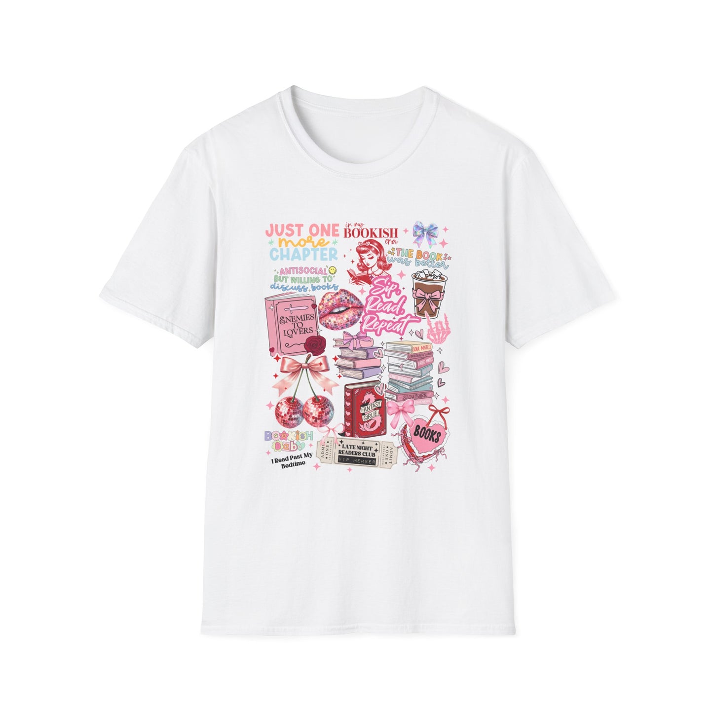 Bookish Collage T-Shirt - Vintage Graphic Motivational Unisex Softstyle Tee