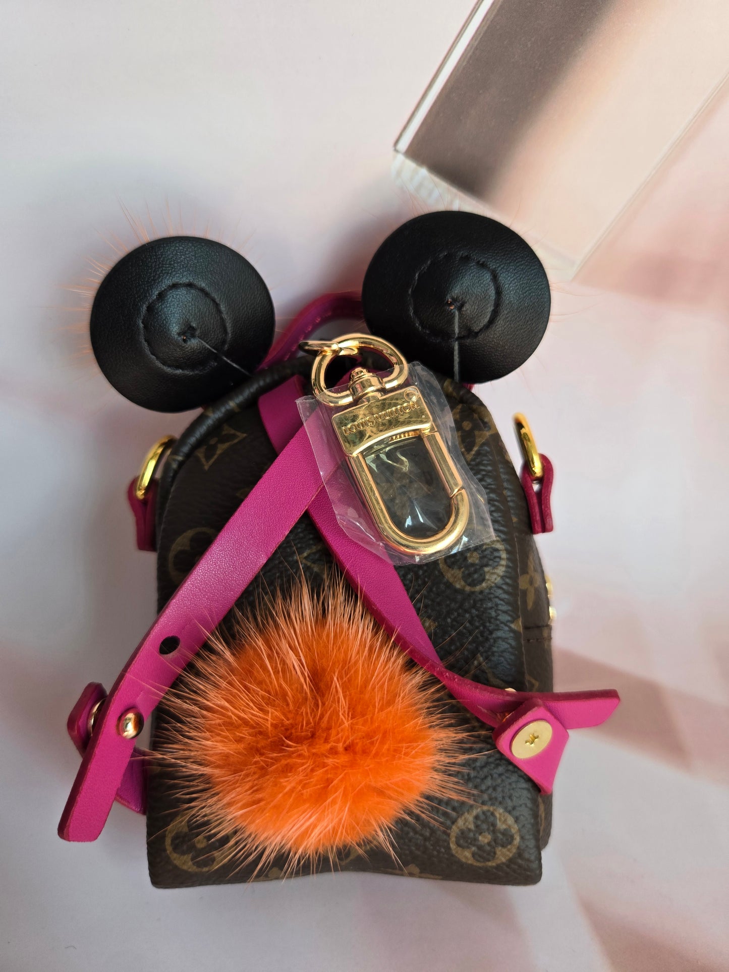 LV Inspired Real Leather Owl Backpack Keychain