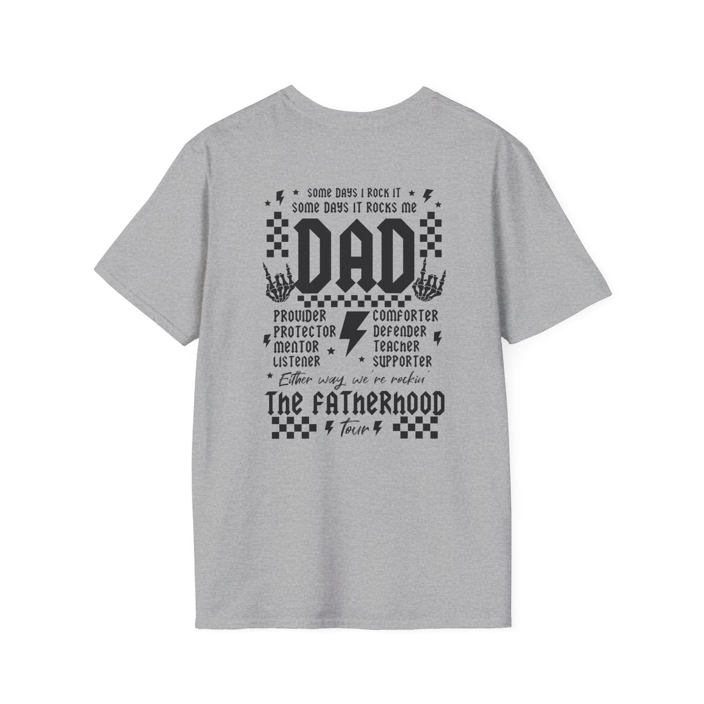 Rockin' Dad Tour Unisex Softstyle T-Shirt, Father's Day Gift, Gift for Dads, Men's Graphic Tee, Family Bonding Shirt, Music Lover Shirt