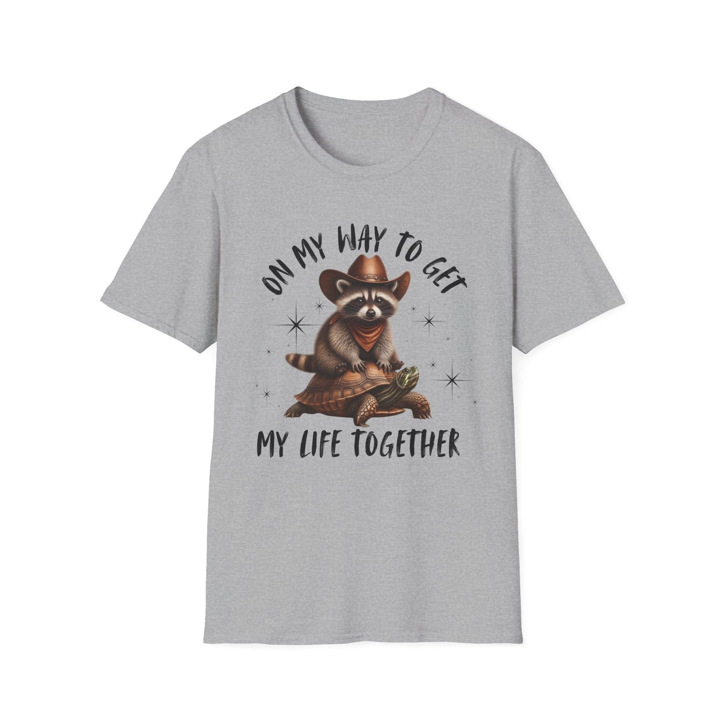Funny Raccoon T-Shirt - 'On My Way to Get My Life Together' - Unisex Softstyle Tee