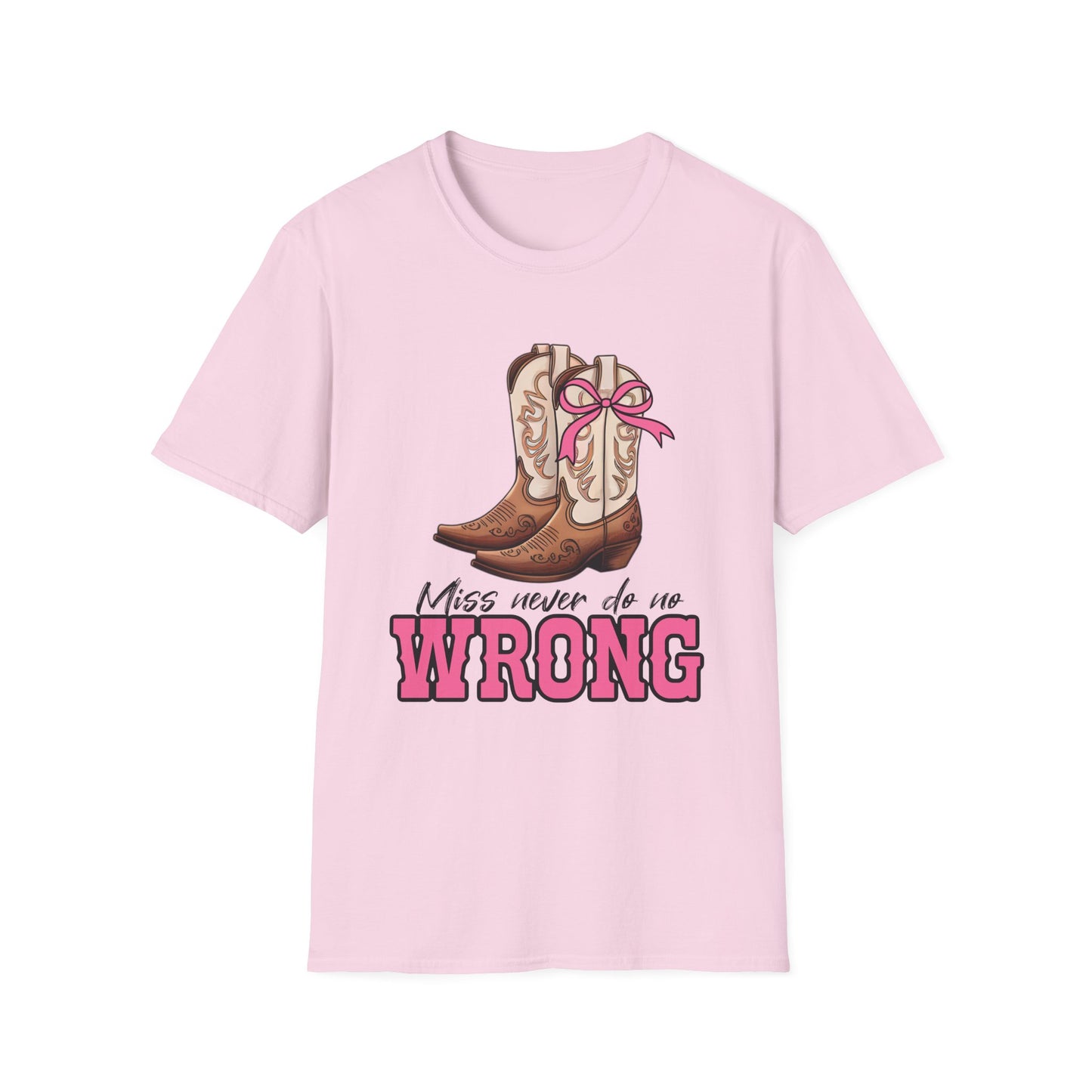 Cowboy Boots Unisex T-Shirt - Miss Never Do No Wrong Design