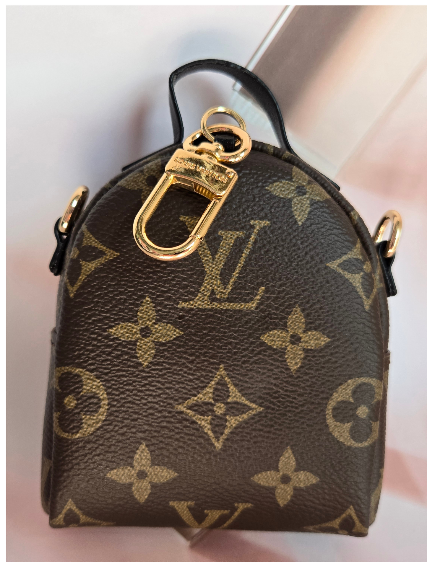 LV Inspired Mini Backpack with chain