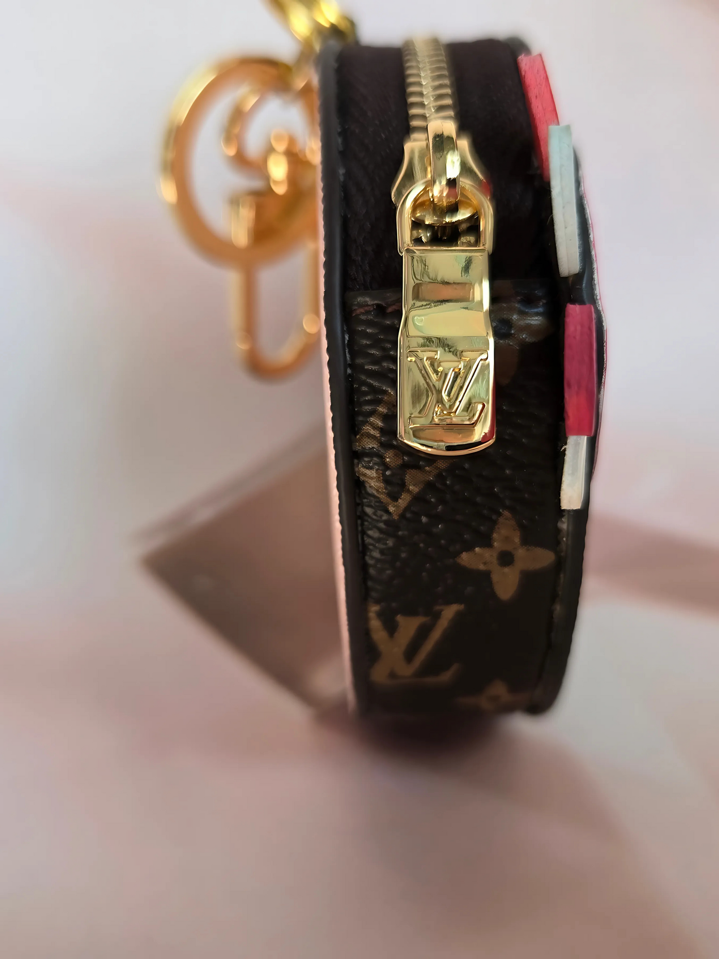LV Inspired Round Owl Keychain
