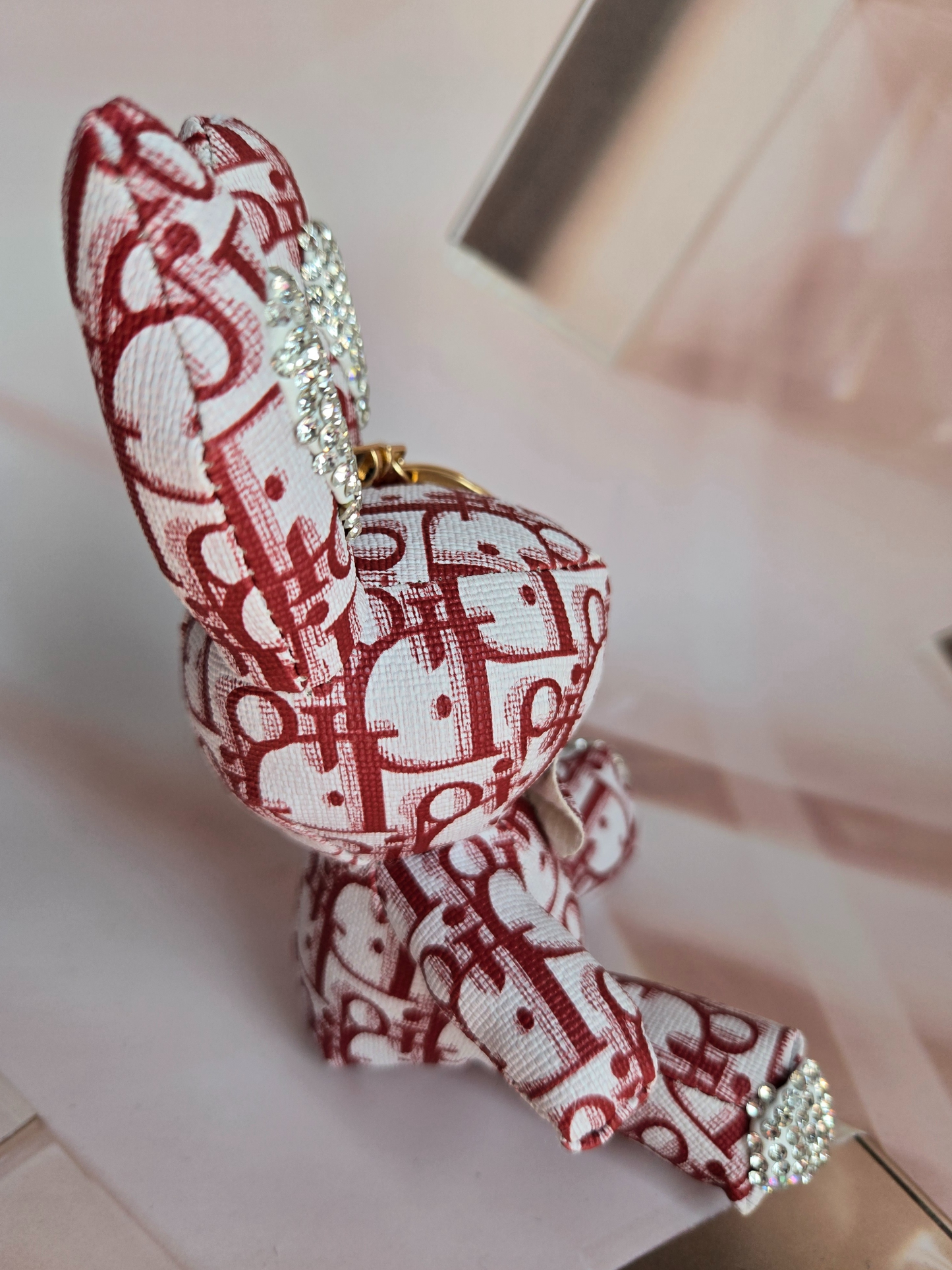 Dior inspired Red Bunny Keychain