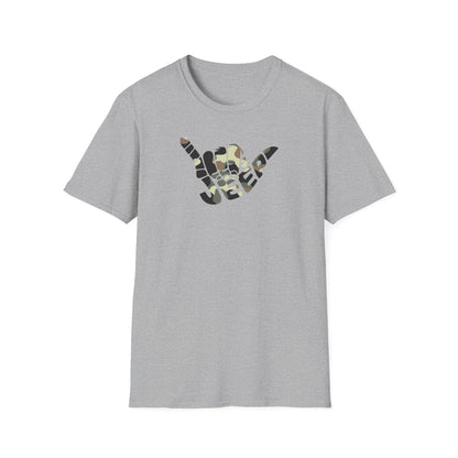 Camo Jeep Shaka Unisex Softstyle T-Shirt - Perfect for Adventure Lovers