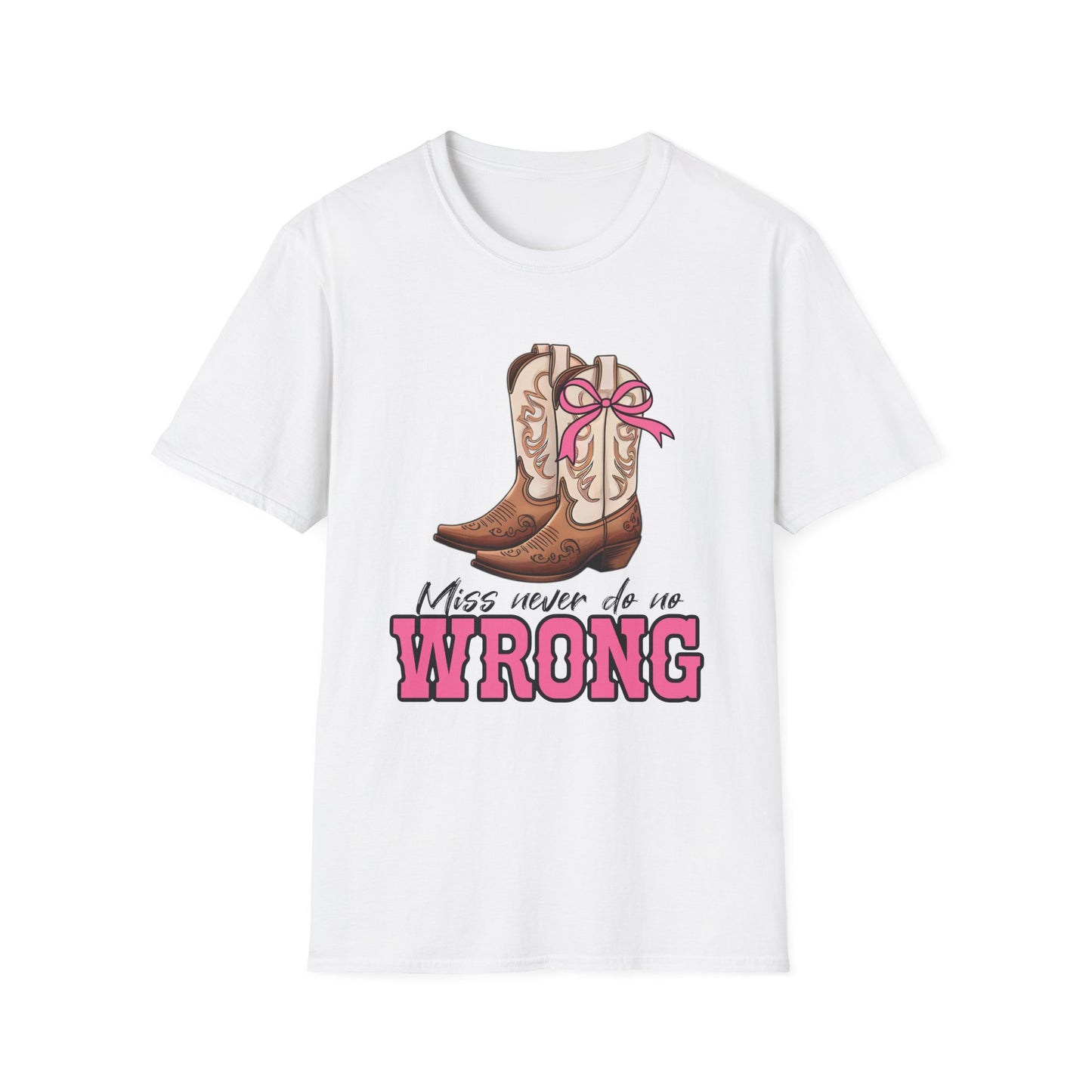 Cowboy Boots Unisex T-Shirt - Miss Never Do No Wrong Design