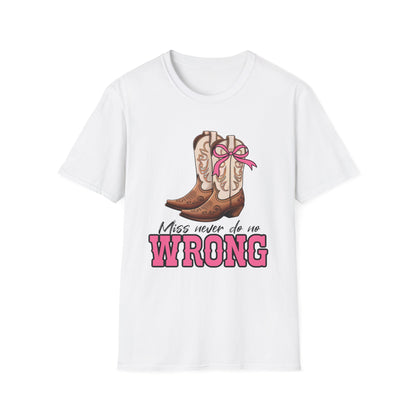Cowboy Boots Unisex T-Shirt - Miss Never Do No Wrong Design