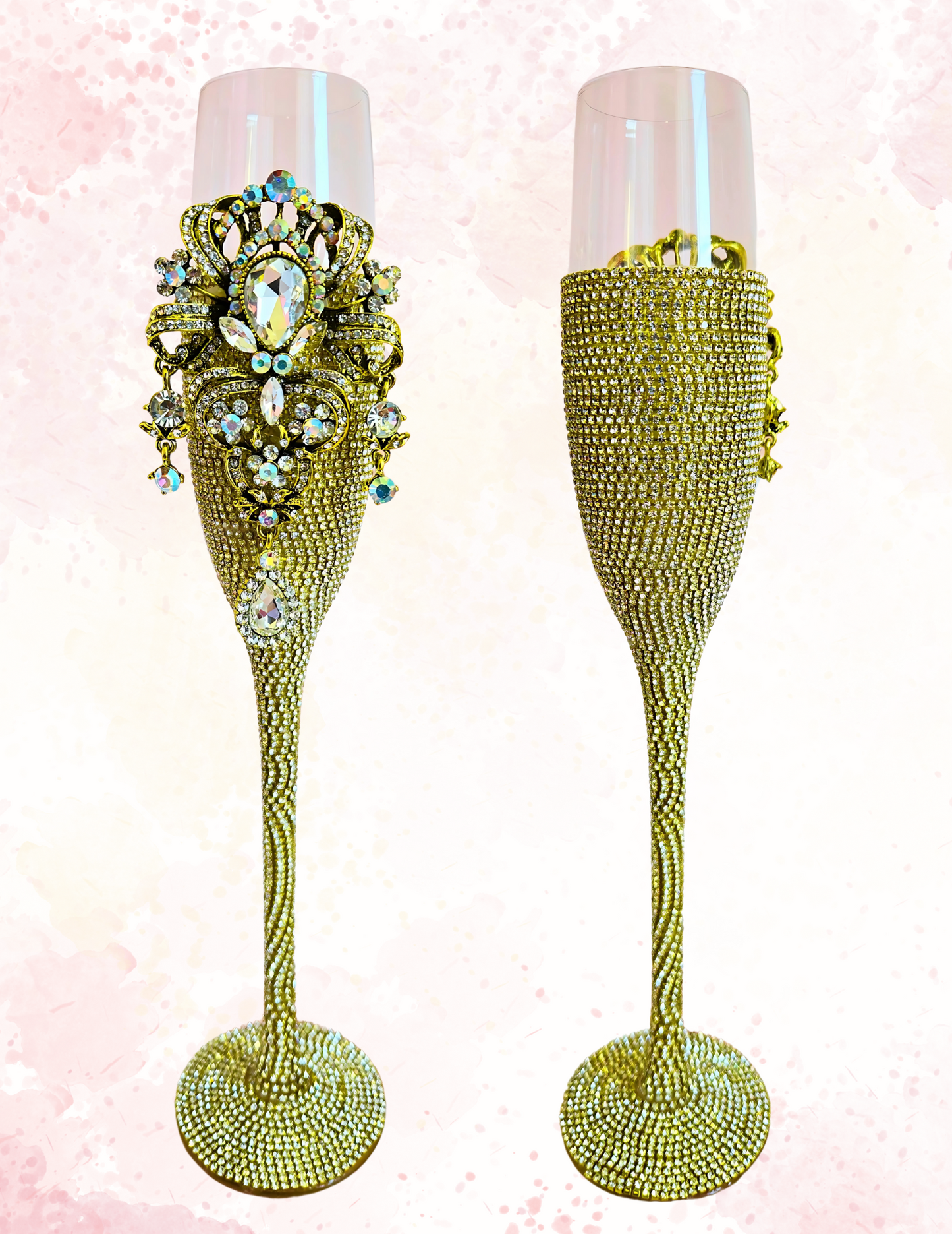 Rhinestone Champagne Flute in Gold