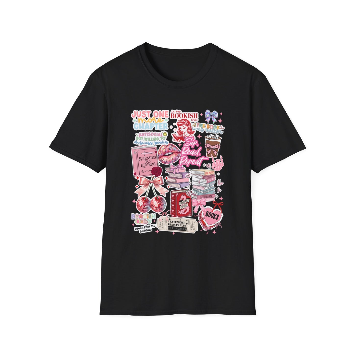 Bookish Collage T-Shirt - Vintage Graphic Motivational Unisex Softstyle Tee