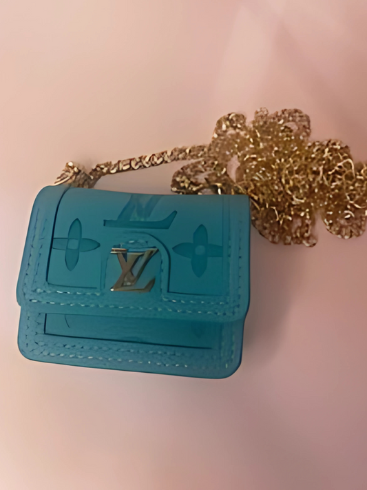 LV inspired AirPod case in teal