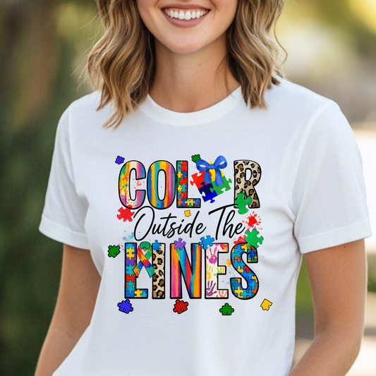 Color Outside The Lines Autism Awareness T-Shirt