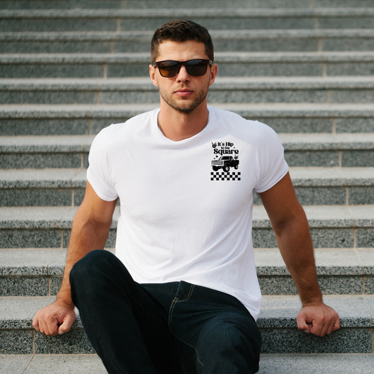Retro Checkerboard Graphic T-Shirt - 'It's Hip to be Square'
