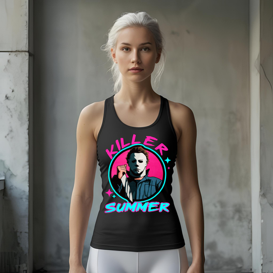 Killer Summer Unisex Jersey Tank, Summer Tank Top, Halloween Shirt, Retro Style Tank, Horror Movie Apparel, Gift for Horror Fans