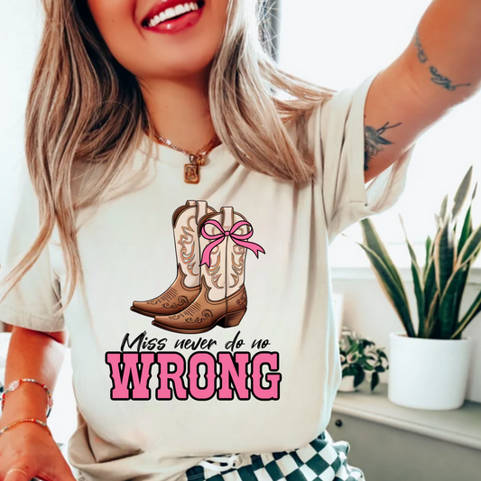 Cowboy Boots Unisex T-Shirt - Miss Never Do No Wrong Design