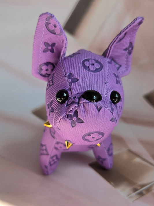 LV Inspired Purple French Bulldog Keychain