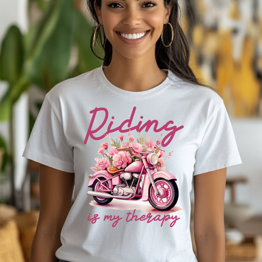 Riding Is My Therapy T-Shirt - Softstyle Unisex Tee for Motorcycle Lovers