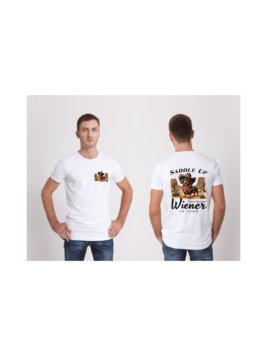 Saddle Up Wiener T-Shirt - Fun Dog Lover Tee