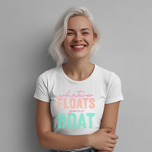 Whimsical Unisex Heavy Cotton Tee - 'Whatever Floats Your Boat', Casual Tee, Summer Vibes, Gift for Boaters, Relaxed Fit Shirt